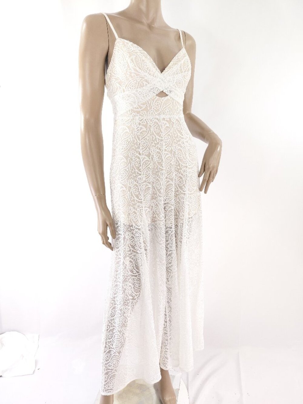 HERE COMES THE SUN Jumpsuit Lace Wide Leg Tie Bow at Back M